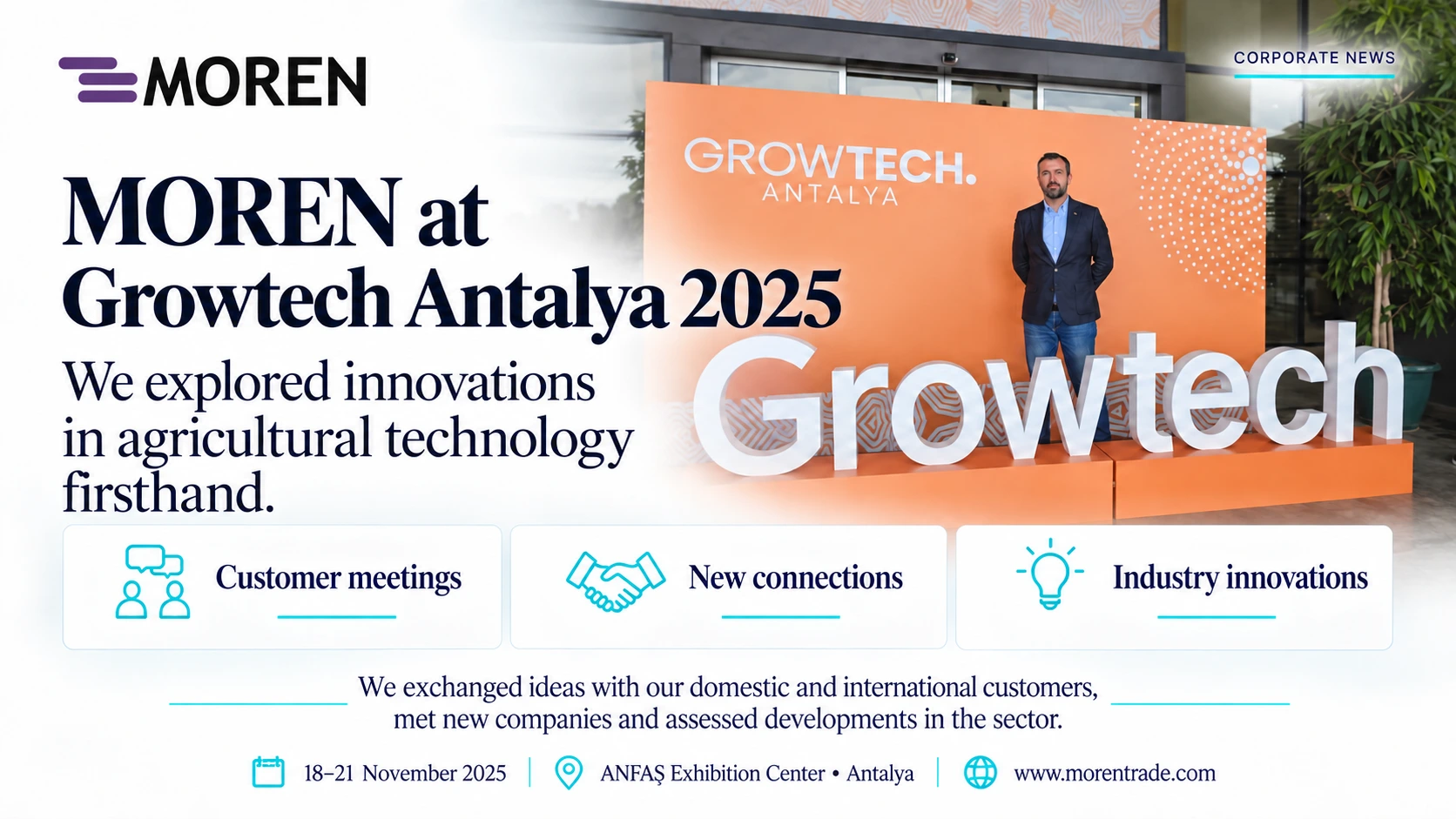18–21 November 2025, ANFAŞ Exhibition Centre, Antalya. We explored agricultural technology innovations, met customers and established new contacts.